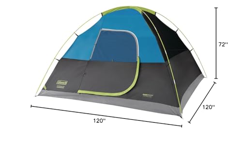 Coleman Dark Room Sundome 4/6 Person Tent, Blocks 90% of Sunlight to Keep Inside Cool, Weatherproof Tent with Rainfly Sets Up in Minutes