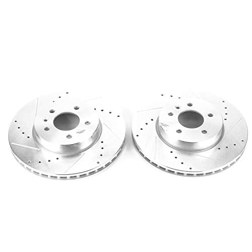 Power Stop AR82161XPR Evolution Performance Drilled, Slotted & Plated Front Brake Rotor Pair For Cadillac ATS 2013-2018, Cadillac CT4 2020-2022 [Model Specific]