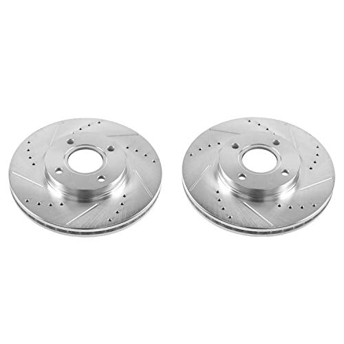 Power Stop AR85167XPR Evolution Front Drilled and Slotted Rotor Pair For Ford Fiesta 2014-2019 [Model Specific]