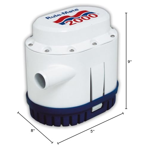Rule Automatic Bilge Pump 1500/2000 GPH RM2000A - 12V/24V with Sensor-Eco-Friendly Field Effect - Reliable High-Capacity Pumping for Boats-Smart Safety Features-Easy Installation - Ideal for Dry Bilge