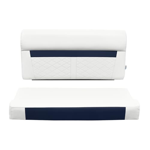 DLX100-1904 Wise DLX Series 37" Pontoon Bench Seat Cushion Set - White/Mariner Blue