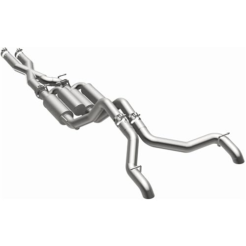 Performance MagnaFlow Exhaust Muffler 13145: 2.25"/2.25" Inlet/Outlet, 3.5x3.5x26" Round, Aluminized Steel, Red Coated Finish