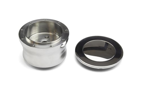 Polished Nine Bolt Billet Aluminum Steering Wheel HUB Adapter for '67-'94 GM with Polished Full Cover Horn Button