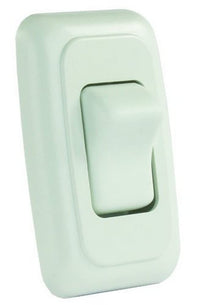 Single JR Products 12005 White SPST On-Off Switch with Bezel
