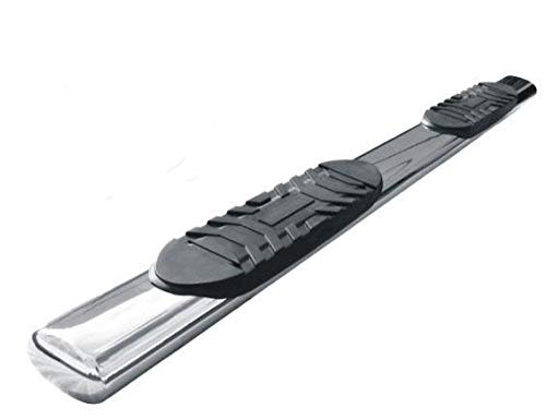 Chevrolet Silverado 1500 Extended Cab Nerf Bar Fits 2007-2018 Straight 5 Inch Oval Polished Stainless Steel Side Steps Rocker Panel Mount Set of 2 Running Boards TrailFX A7037S