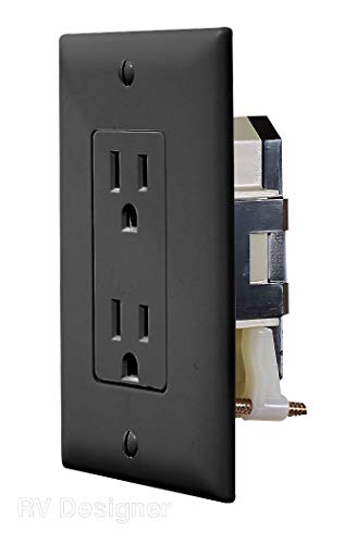 AC Self-Contained RV Designer Dual Outlet with Cover Plate S817 - 15 Amp 125 VAC Power Outlet Receptacle for RVs & Motorhomes - White - Safe & Simple Design - Dual Slots - OEM Use