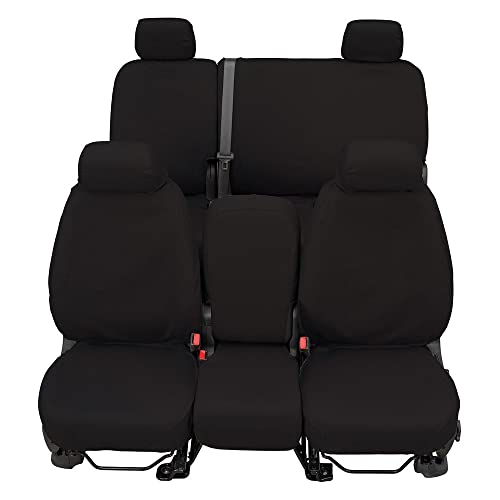Covercraft Custom-Fit SeatSaver Rear-Second Seat Bench Seat Covers - Polycotton Fabric, Charcoal Black