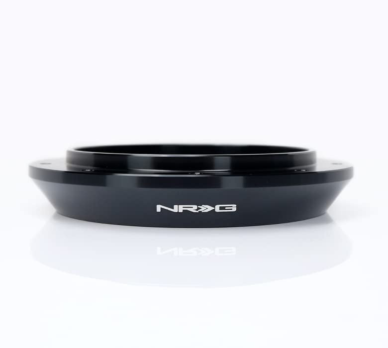 NRG Innovations Universal Steering Wheel 1/2" Spacer, 6061 Aluminum Hub Spacer w/Horn Space, 6x70mm Bolt Patterns 6 Hole to 9 Hole Adapter, Black, NRG-SRK-69BK