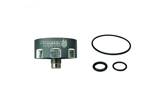 CAT Fuel Filter Adapter Sinister Diesel for 2001-2016 GM Duramax 6.6L (Gray)