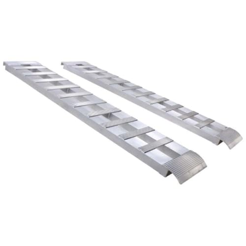 Heavy Duty GEN-Y Aluminum Loading Ramps - Set of 2, 7 Foot Long x 14 Inches Wide, 6000 lbs Capacity, Hybrid Hook and Plate Ends, Serrated Cross Rungs for Maximum Traction