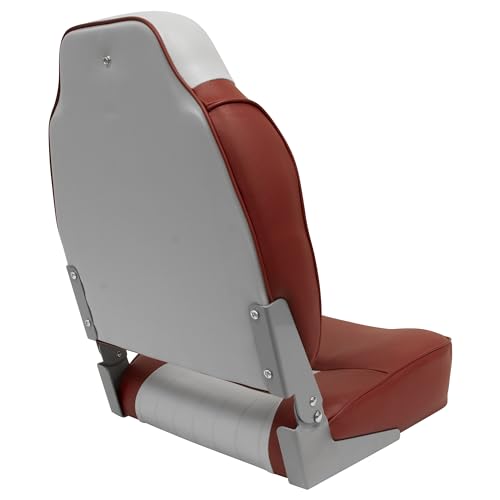 Lund Style Wise 8WD640PLS-661 High Back Boat Seat, Grey/Red