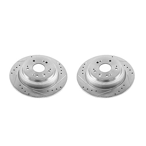 Power Stop Rear JBR1384XPR Drilled and Slotted Rotor Pair For Honda Accord Crosstour 2010-2011, Honda Crosstour 2012-2015 [Model Specific]