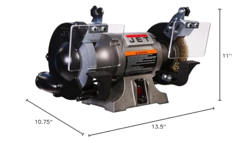 JET Bench Grinder 6-Inch w/ Wire Wheel, 3450 RPM, 115V 1Ph (JBG-6W)