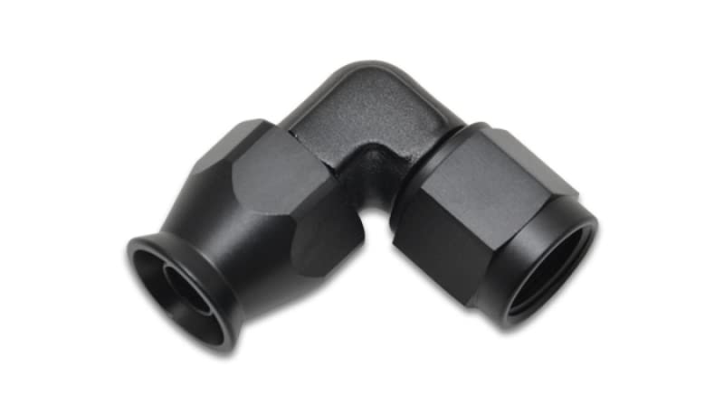 Fitting, Hose End, Vibrant Power 29984, PTFE, 90 Degree, Reusable, Forged, Tight Radius, 4AN Hose, 4AN Female Thread, Aluminum, Black Anodized, use with Vibrant 18000 series Flex Hose, each