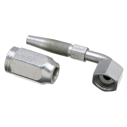 Gates Field Attachable Type T 6C2AT-6RFFORX90S for G2 Hose, 2 Wire, Female Flat-Face O-Ring Swivel, 90 Bent Tube, 3/8" ID