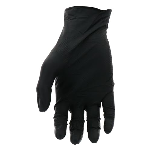 Grippaz PIP Skins 6 Mil Nitrile 9.5" Disposable Gloves 50-Pack, Fish Scale Grip, Chemical & Oil Resistant, Black, Small (67-246/S)