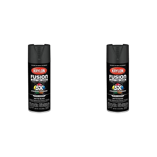 Krylon Fusion K02732007 All-In-One Spray Paint for Indoor/Outdoor Use, Matte Black, 12 Ounces (Pack of 2)