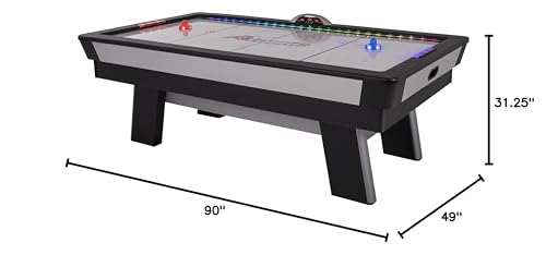 Top Shelf Atomic 7.5’ Air Hockey Table with 120V Motor for Maximum Air Flow, High-Speed PVC Playing Surface for Arcade-Style Play and Multicolor LED Lumen-X Technology to Illuminate Play