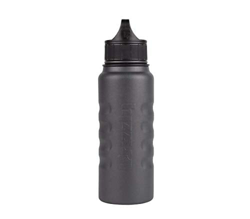 32 oz Grizzly Grip Water Bottle | Vacuum Insulated | Stainless Steel with Insulated Lid | For Gym Women Men Beach Camping Hiking Fishing Hunting Sports | Charcoal