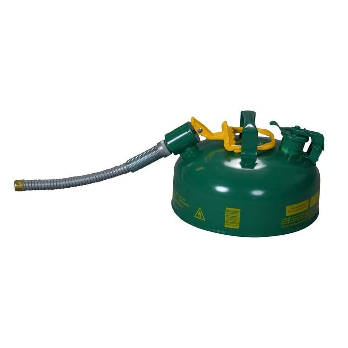 5/8" Metal Hose, 1 Gallon Steel Safety Can for Combustibles, Type II, Green - U211SX5G