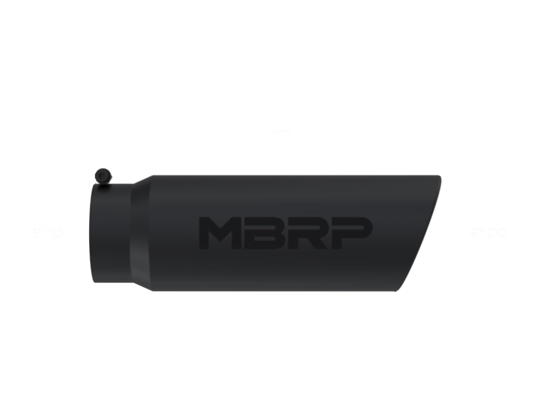 MBRP 6in OD Universal Tip Angled Rolled End 5in Inlet 18in Lgth Black Finish Exhaust