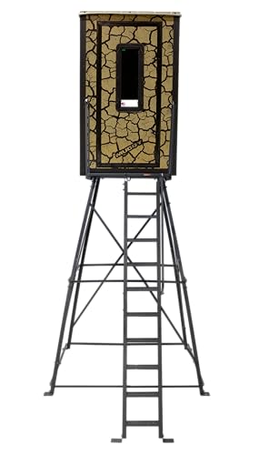 Box Blind Striker W/Elite 10' Tower/Steel Wall CONSTUCTION/Cracked MUD CAMO