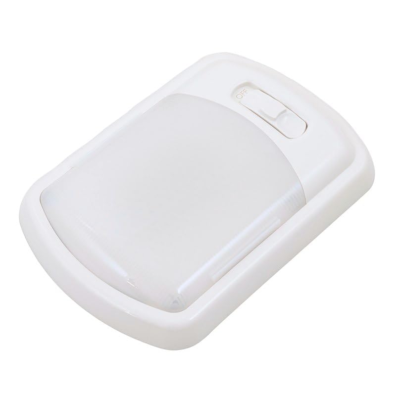 LED Ceiling Arcon Single Light 12V Euro-Style Soft White Dome Fixture with White Lens Easy On/Off Switch Compact Interior Lighting for RV Camper Trailer Arcon 20713N