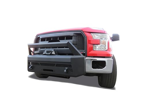 Heavy Duty Black Horse Armour III Front Winch Bumper Kit & Winch Textured Black Compatible with 2015-2017 Ford F-150-AR3LHD40-W12