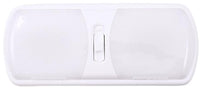 LED Ceiling Double Light Arcon 20714N – Euro-Style 12V Soft White Dome Fixture with White Lens, 11.56 x 4.95 Inch, 3-Position Switch, Compact Interior Lighting for RV, Camper, Trailer