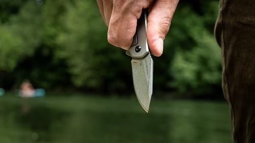 Kershaw Frame Lock Knife Valve Bead Blast Stainless Steel (2.25" Stonewash) 1375