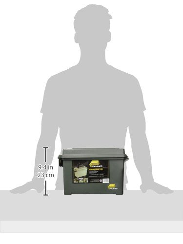 Plano Ammo Box Field, OD Green, Lockable Ammunition Storage Box with Heavy-Duty Carry Handle, Medium Plastic Ammo Storage, Water-Resistant Protection, Holds 6-8 Boxes of Ammo