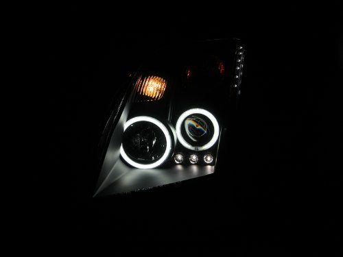 Black Clear AnzoUSA Projector Headlight with Amber Reflector for Nissan Sentra - (Sold in Pairs)