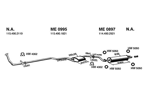 Rear Ansa ME0897 Exhaust Muffler