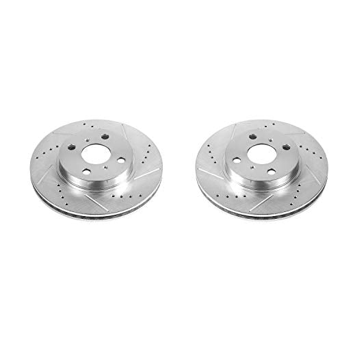 Power Stop Front JBR1388XPR Drilled & Slotted Rotor Pair For Scion iQ 2013, Toyota Prius C 2012-2019, Toyota Yaris 2007-2018 [Model Specific]