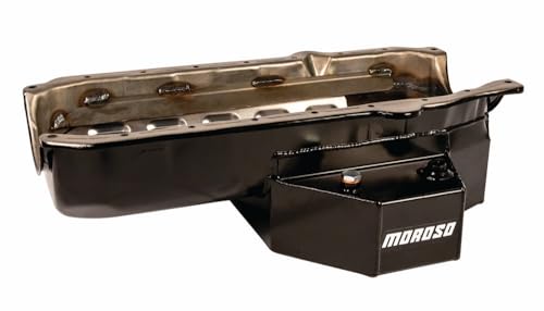 Moroso Steel Circle Track Wet Sump Oil Pan 21329, Fits SBC 1 Piece Rear Seal Block, 6.5" Depth, SK Lite