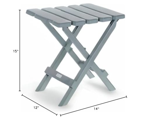 Camco 51682 Portable Gray Regular Adirondack Outdoor Folding Side Table, Perfect For The Beach, Camping, Picnics, Cookouts and More, Weatherproof and Rust Resistant