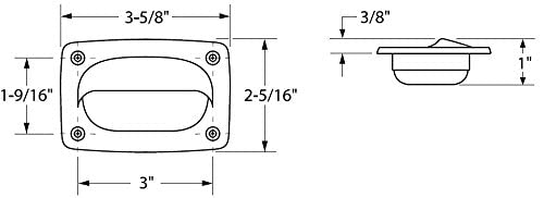 Flush Hatch Finger Pull Attwood 2027-7, Marine Hatch Hardware, Black Propylene, 3-5/8 x 2-5/16 Inch