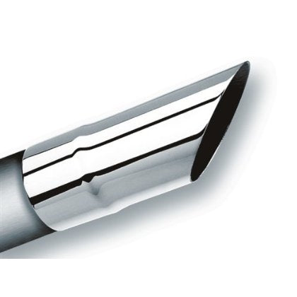 BORLA Exhaust Tip 2.25" Inlet - 2.25" Single Round Straight-Edge Angle-Cut Outlet - 6" Long. Set Screw Mounting Method. Set Screw Included 20106
