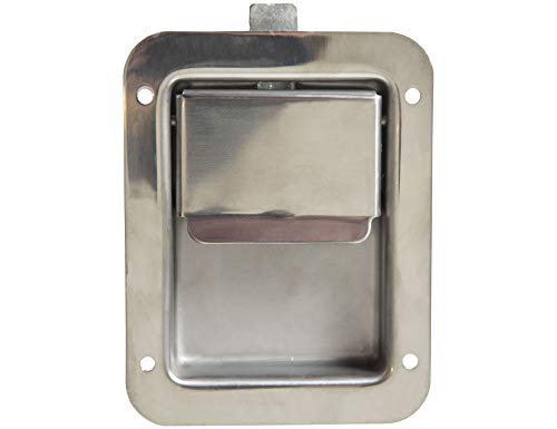 Buyers Products Non-Locking Standard Flush Single Point Latch N3885, Polished Stainless Steel, Bolt On Mount, Truck Tool Box Latch, Trailer Latch, Camper & RV Latch, Silver