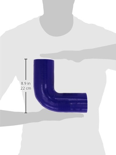 HPS 90 degree HTSER90-275-300-BLUE Silicone High Temperature 4-ply Reinforced Elbow Reducer Coupler Hose, 30 PSI Maximum Pressure, 4" Leg Length on each side, 2-3/4" > 3" ID, Blue