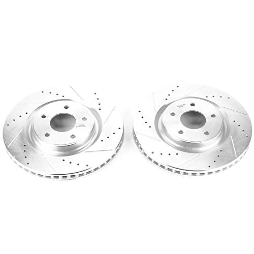 Rear Power Stop JBR1715XPR Evolution Performance Drilled, Slotted & Plated Brake Rotor Pair For Nissan Rogue 2014-2019 [Model Specific]