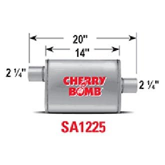 Cherry Bomb Salute Muffler - SA1225 Reversible Oval Body - H4" X W9" X L14" 20" OAL 2-1/4" O/C Muffler - Cherry Bomb Salute