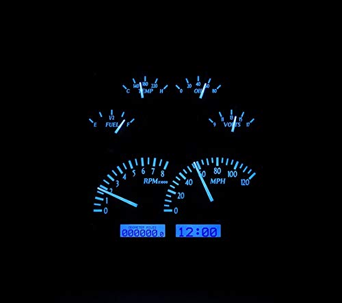Dakota Digital VHX-49C-C-B Analog Gauge System with Carbon Fiber Style Compatible Chevy 1949-50 Car, Blue Backlighting