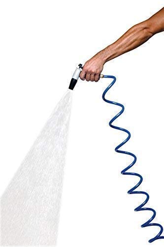 3/8 inch ID HoseCoil Self Coiling Garden, RV, Marine Outdoor Water Hose (25' Blue)