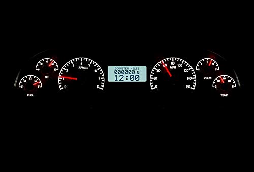 Dakota Digital VHX-94C-CAP-S-W Gauge Instrument System Compatible with 1994-96 Chevy Caprice/Impala SS Silver Alloy White Backlighting