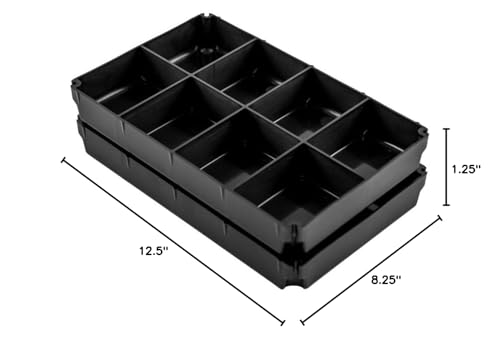 TracPak YakAttack Tray 1x3 – Half Depth 2-Pack | Floating Storage Trays for TracPak Stackable Box | 3-Compartment Inserts with Stacking Tabs | Kayak Tackle & Tool Organization | Made in USA