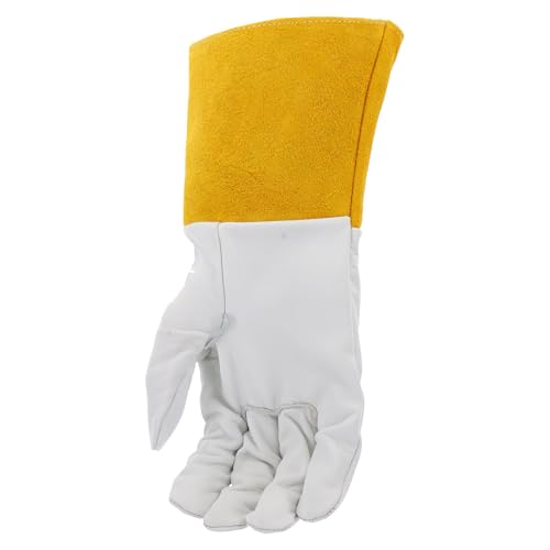 Kidskin IRONCAT 6141 TIG Welding Gloves – Medium, Kevlar Thread Welding Gloves with 4 in. Gold Cuff, Straight Thumb, Natural