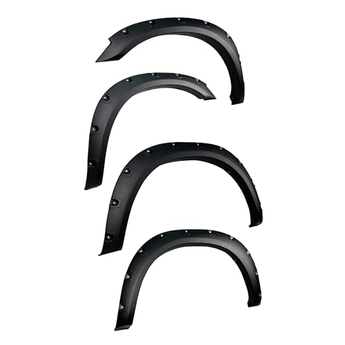 Fender Flares Black Riveted Style Black Compatible with 2010-2010 Dodge Ram 2500|2011-2018 Ram 2500|2010-2010 Dodge Ram 3500|2011-2018 Ram 3500-FPSRA09T Black Horse
