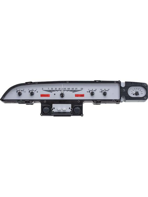 Dakota Digital VHX-60F-GAL-S-R Gauge System Compatible with 1960 Ford Galaxie, Mercury Monterey and Meteor 600 Analog Silver Alloy Red Backlighting