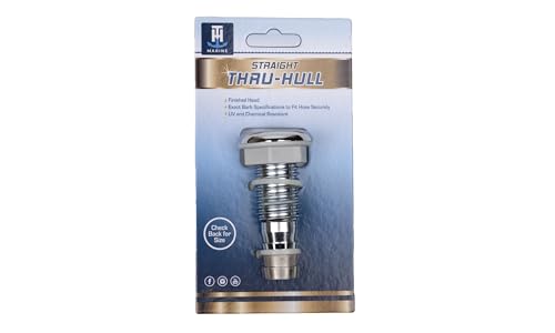3/4" T-H Marine Straight Thru-Hull Fitting | Durable UV Stabilized Chrome Plated Plastic Marine Hose Connection | Reliable Thru-Hull Solutions for OEM and DIY Boating Applications